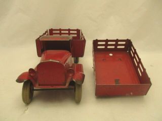 Vintage 1930 ' s Wyandotte Red Pressed Steel Farm Truck,  Baggage Express Cart 2