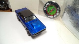 Vintage Hot Wheels Red Lines USA 1968 Custom T - Bird [Blue] w/button 4