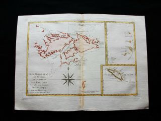 1789 Bonne - Rare Map Of Falkland Islands,  South America,  Stanley,  Malvinas,  Uk