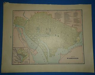Vintage 1899 Washington Dc Old Antique Atlas Map