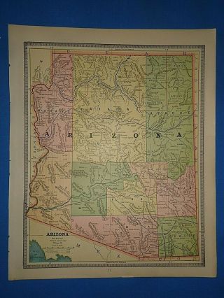 Vintage 1886 Arizona Territory Prescott Capitol Map Old Antique A
