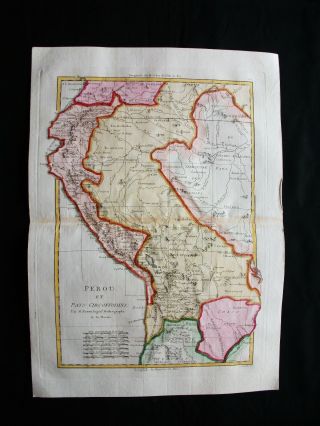 1789 Bonne - Rare Map Of South America,  Peru,  Colombia,  Ecuador,  Brazil,  Lima