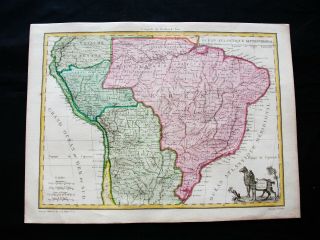 1810 Lapie - Rare Map Of South America,  Peru,  Bolivia,  Brazil,  Rio De Janeiro.