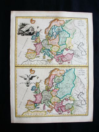 1810 Lapie - Rare 2 Maps Of Europe,  Scandinavia,  Norway,  Denmark,  Iceland Sweden
