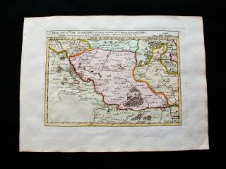 1749 Vaugondy - Orig.  Map: Netherl.  Holland,  Belgium Flanders France Saint - Omer