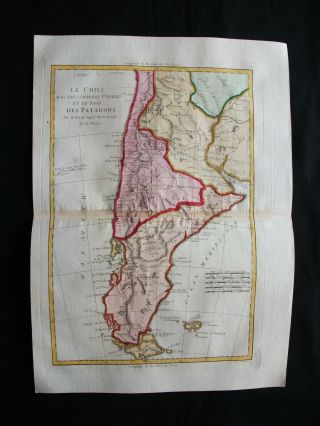 1789 Bonne Rare Map South America,  Chile,  Patagonia,  Argentina,  Tierra Del Fuego