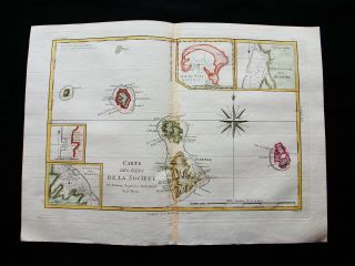 1789 Bonne - Rare Map Society Islands,  Moorea,  Huaine,  Raiatea,  Tahaa,  Bora Bora