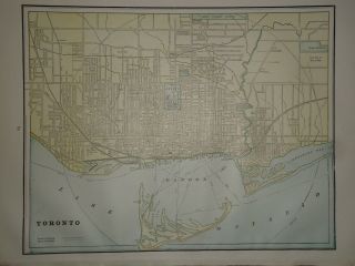 Vintage 1892 Toronto,  Canada Map Old Antique Atlas Map 072418