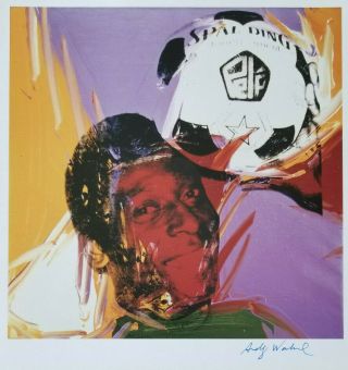 Andy Warhol 1984 Hand Signed In Blue Pen Print Pele,