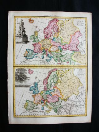 1810 Lapie - Rare 2 Maps Of Europe,  Portugal,  Poland,  Spain,  Norway,  Finlandia