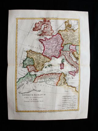 1789 Bonne - Rare Map: Imperium Romanum Pars Occidentalis; Italy,  Spain,  Europe