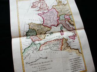 1789 BONNE - rare map: IMPERIUM ROMANUM Pars Occidentalis; Italy,  Spain,  Europe 3