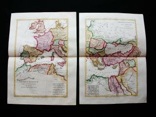 1789 BONNE - rare map: IMPERIUM ROMANUM Pars Occidentalis; Italy,  Spain,  Europe 4