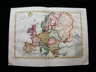 1789 Bonne - Rare Map Of Europe,  European Empire,  Italy,  Greece,  Spain,  Uk Malta