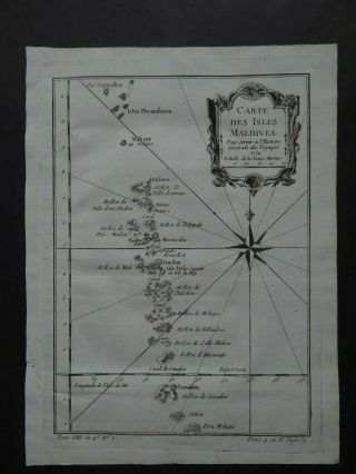 1750 Bellin Atlas Map Maldives - Carte Des Isles Maldives