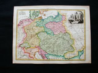 1810 Lapie - Rare Map: Germany,  Deutschland,  Pomerania,  Austria,  Koln,  Baltic Sea