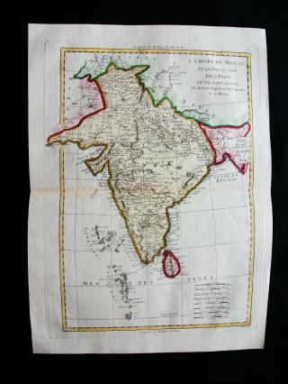 1789 Bonne - Rare Map Of India,  Sri Lanka,  Ceylon,  Hindostan,  Mongolia,  Colombo