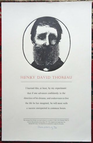 Michael Mccurdy Henry David Thoreau Passage From Walden Broadside Signed 1/200 A