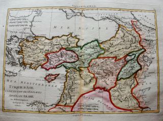 1789 BONNE - rare map of TURKEY in ASIA,  ARABIA,  CYPRUS,  PERSIA,  IRAN,  GEORGIA 2