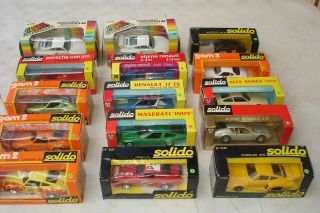 15 Solido Cars (- Played With) & 2 Burago Cars Mostly Porsche,  Renault