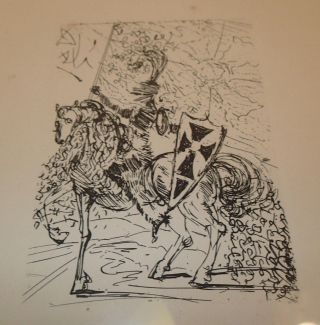 Salvador Dali El Cid Framed Print Etching Medium Circa 1960 
