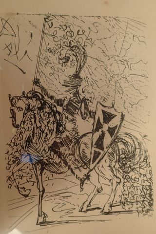 Salvador Dali El Cid Framed Print Etching Medium Circa 1960 ' s 7