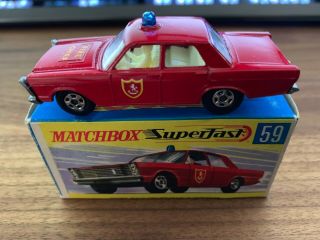 Dte Lesney Matchbox Transitional Superfast 59 - A Ford Galaxie Fire Chief Car