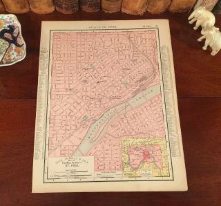 1898 Antique Map St Paul Minnesota Mn Streets Parks Historic Landmarks