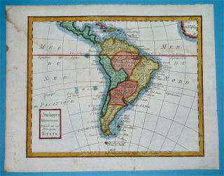 1780 Rare Map Argentina Patagonia Chile Brazil Colombia Peru Bolivia