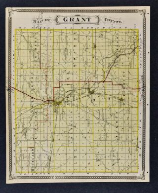 1876 Indiana Map Grant County - Marion Jonesboro Upland Fairmont Mier Jalapa In
