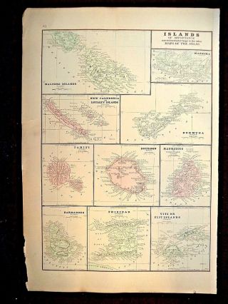 1889 MAP,  EAST INDIES,  JAVA ETAL,  PLATE’s 83 - 84 - 85,  BRADLEY’S ATLAS OF THE WORLD 4