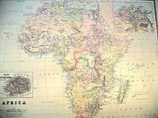 1889 MAP,  AFRICA,  PLATE 27,  BRADLEY’S ATLAS OF THE WORLD 5