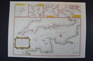 Vintage Marine Chart Sheet Map Of English Chanel French Coast English Coast