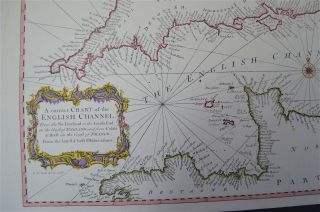 Vintage Marine chart sheet map of English Chanel French coast English coast 2