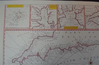 Vintage Marine chart sheet map of English Chanel French coast English coast 3