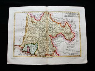 1789 Bonne - Rare Map Of France,  Gascony,  Pyrenees,  Navarre,  Spain,  Andorra.