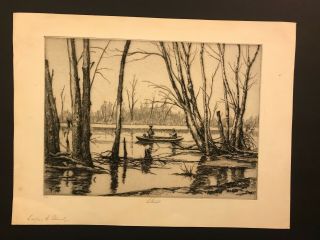 Lee Sturges Signed 21/50 Listed Fine Art American Etching Locating The Blind Usa