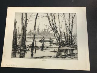 LEE STURGES signed 21/50 Listed Fine Art American Etching Locating the Blind USA 8