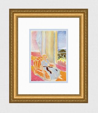 Awesome 1945 Matisse Antique Print " Girl Seated At The Window " Signed Framed