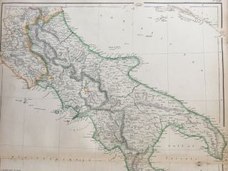 1859 SOUTH ITALY HAND COLOURED ANTIQUE MAP BY W.  G.  BLACKIE 2