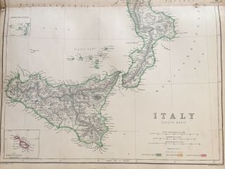 1859 SOUTH ITALY HAND COLOURED ANTIQUE MAP BY W.  G.  BLACKIE 3