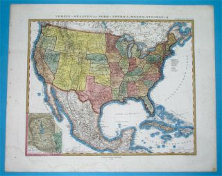 1873 Detailed Map Texas California United States Canada York