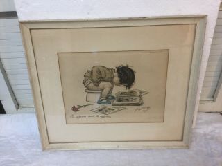 Pencil Signed Hand Colored Etching Georges Redon Business Is Business
