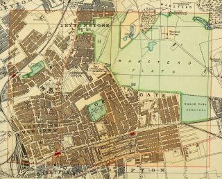 1891 Victorian Map Street Plan London Forest Gate Stratford Town Workhouse