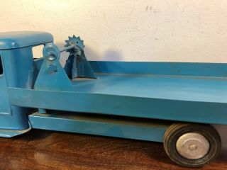 Vintage Structo Flat Bed Truck Car Hauler Pressed Steel Toy Diamond T 3