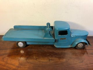 Vintage Structo Flat Bed Truck Car Hauler Pressed Steel Toy Diamond T 7