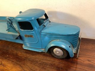 Vintage Structo Flat Bed Truck Car Hauler Pressed Steel Toy Diamond T 8