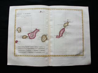 1789 Bonne - Rare Map Of Canary Islands,  Spain,  Africa,  Santa Cruz,  Tenerife