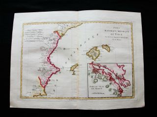 1789 Bonne - Rare Map: Spain,  Balearic Isles,  Majorca,  Minorca,  Ibiza,  Barcelona