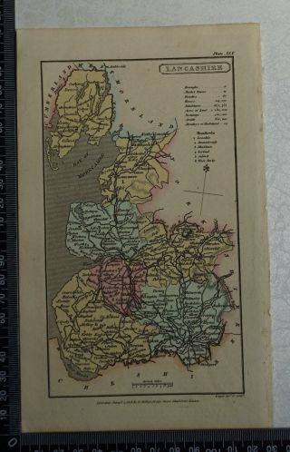 1808 Antique Hand Coloured Capper Map Of Lancashire